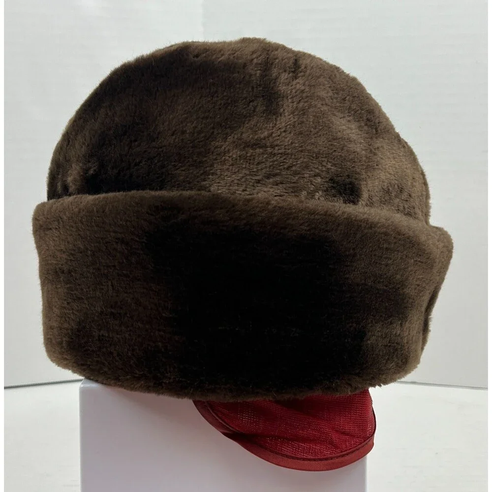 Vtg Large Country Gentleman Winter Faux Fur Trapper Ushanka Hat W/ Ear Coverings
